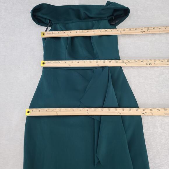 Aqua Off the shoulder Cascade gown Formal ladies green Sz 2 Wedding Party Event - Picture 8 of 9